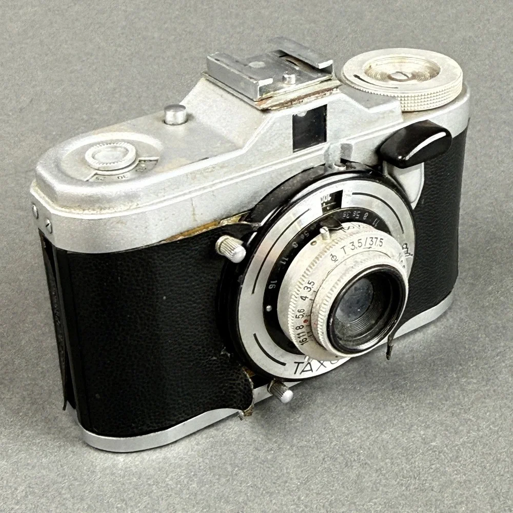 Zeiss Ikon Taxona 35mm Camera Carl Zeiss Jena 37.5mm f3.5 Silver Black Fair